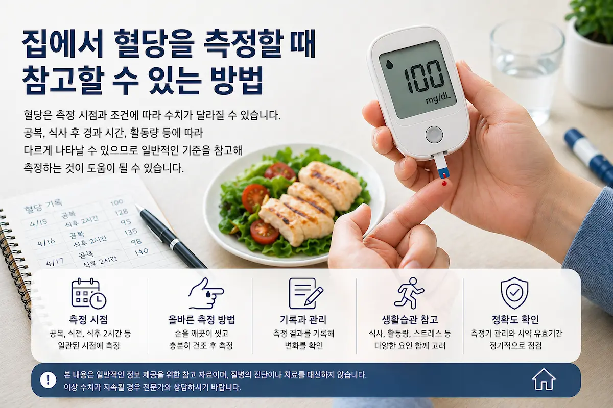 집에서 혈당을 측정할 때 참고할 수 있는 방법